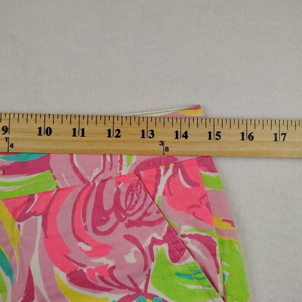 Lilly Pulitzer Buttercup Shorts Sz 00 All Nighter Flamingo Scalloped Hem - Picture 6 of 8